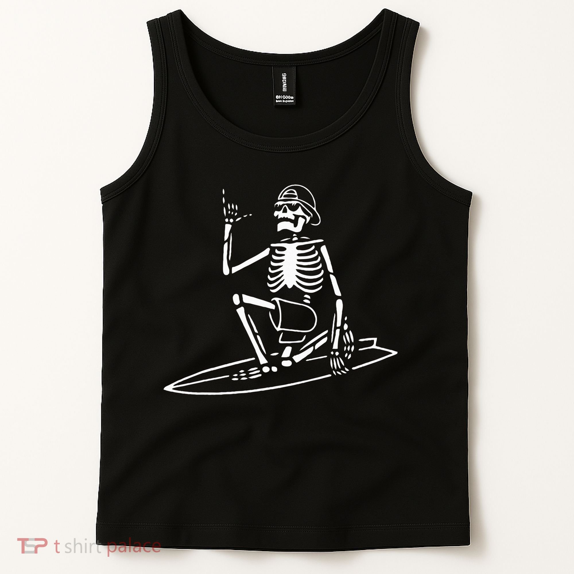 Skeleton Surfing Lazy Halloween Costume Skull Bones Surfer Tank Top