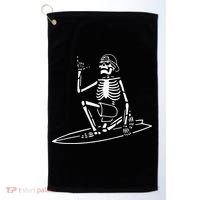 Skeleton Surfing Lazy Halloween Costume Skull Bones Surfer Golf Towel thumb 0