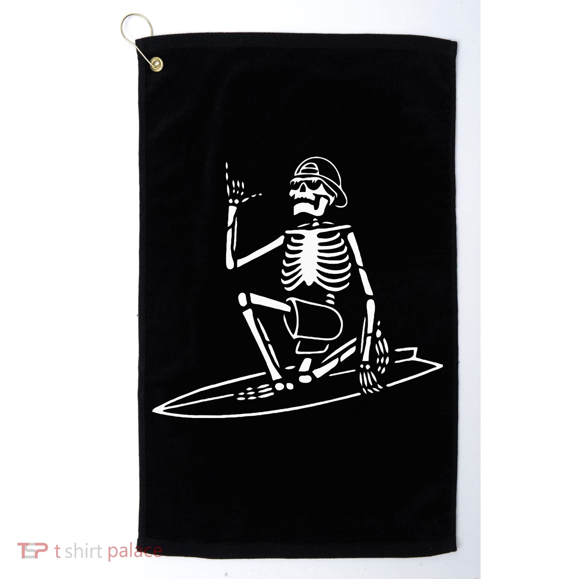 Skeleton Surfing Lazy Halloween Costume Skull Bones Surfer Golf Towel