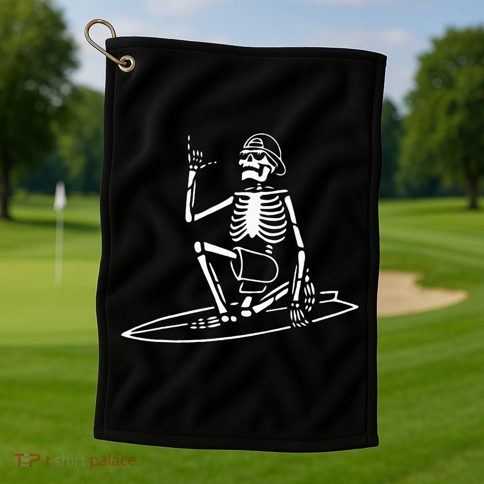 Skeleton Surfing Lazy Halloween Costume Skull Bones Surfer Golf Towel