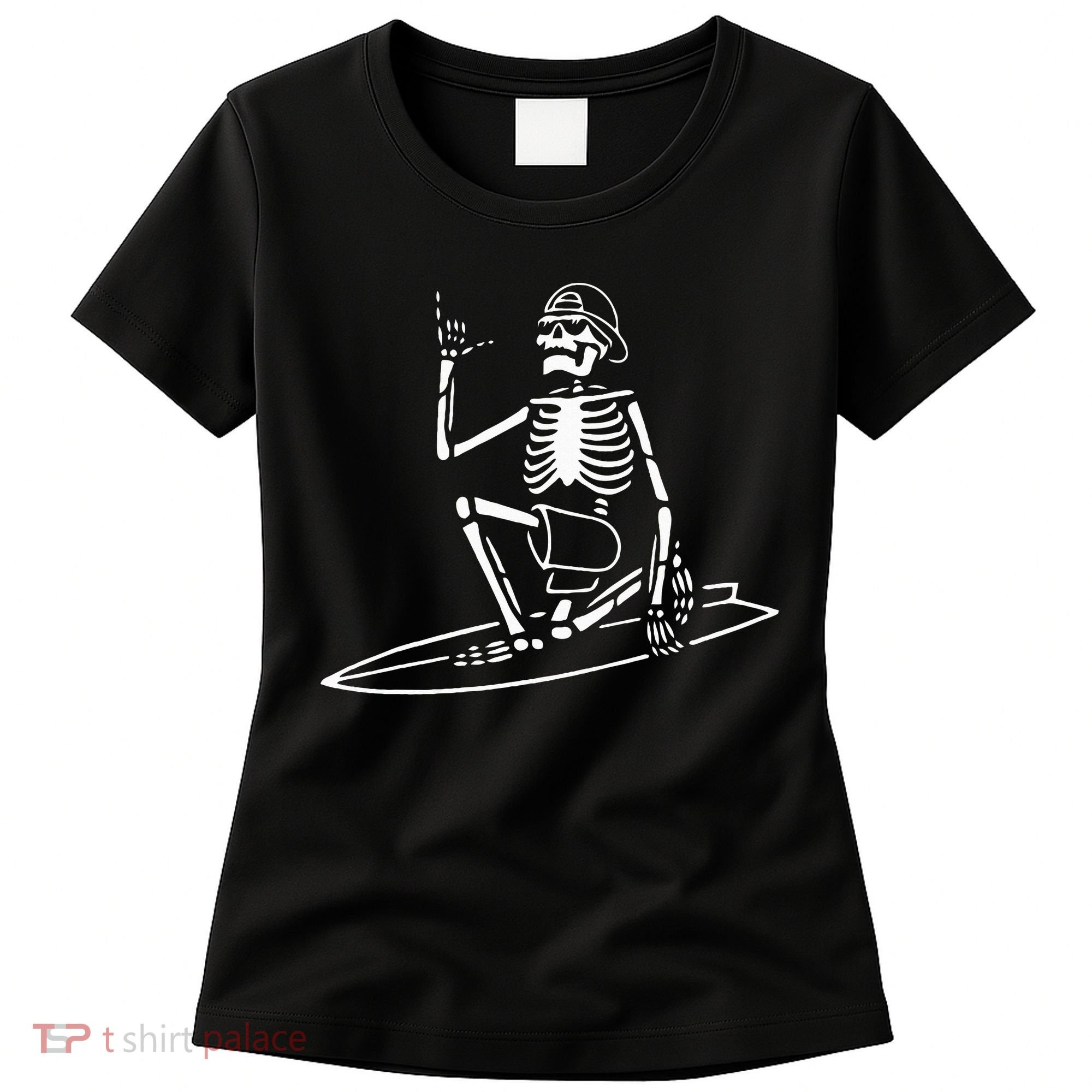 Skeleton Surfing Lazy Halloween Costume Skull Bones Surfer Women's T-Shirt