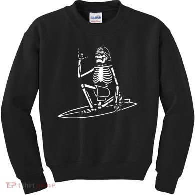 Skeleton Surfing Lazy Halloween Costume Skull Bones Surfer Kids Sweatshirt