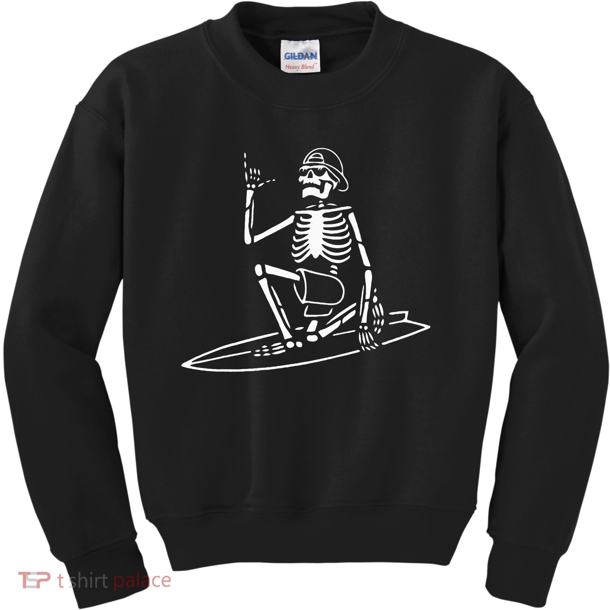 Skeleton Surfing Lazy Halloween Costume Skull Bones Surfer Kids Sweatshirt
