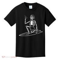 Skeleton Surfing Lazy Halloween Costume Skull Bones Surfer Kids T-Shirt thumb 0