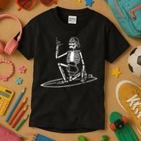 Skeleton Surfing Lazy Halloween Costume Skull Bones Surfer Kids T-Shirt thumb 3