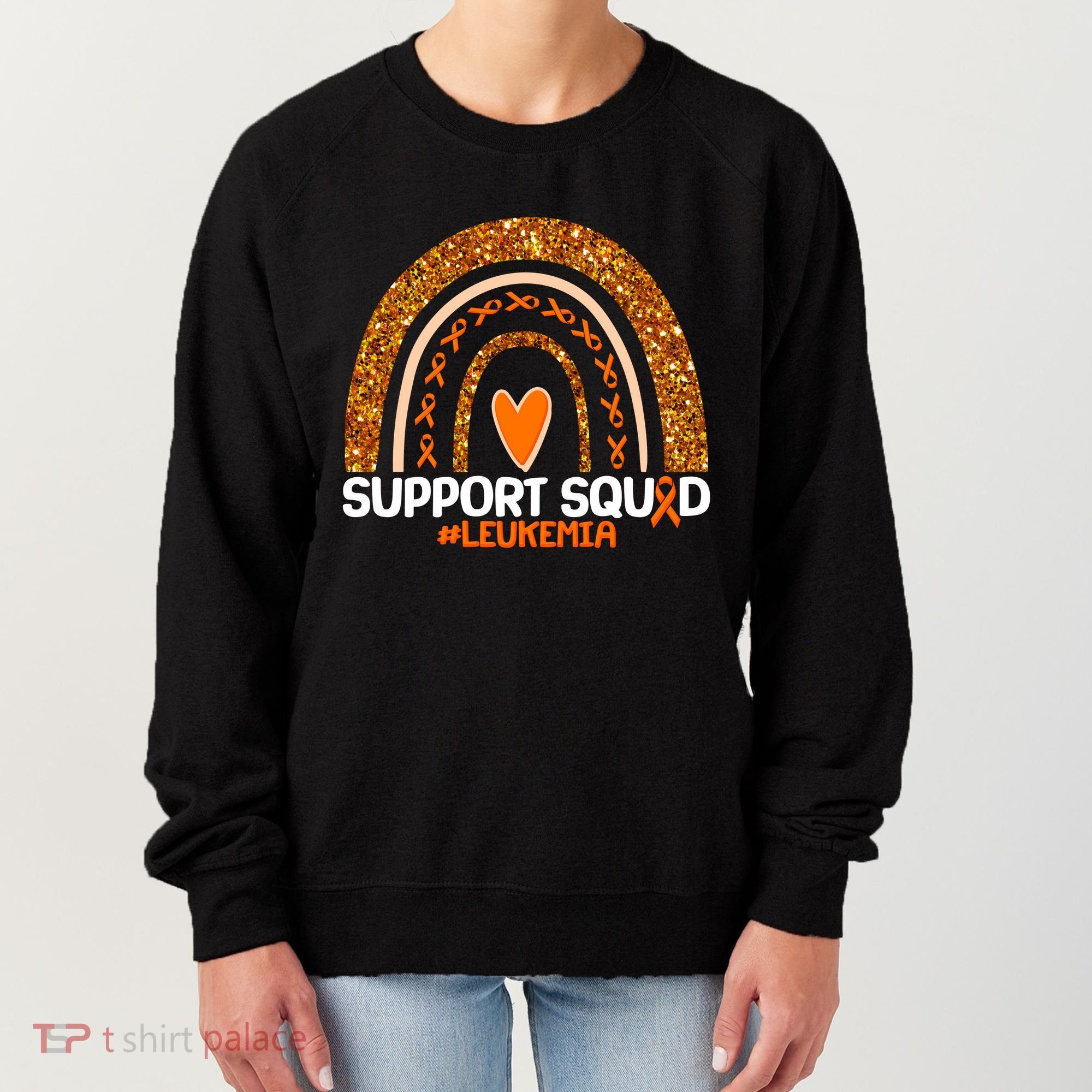 Support Squad #Leukemia Orange Ribbon Rainbow Women's Sweatshirt