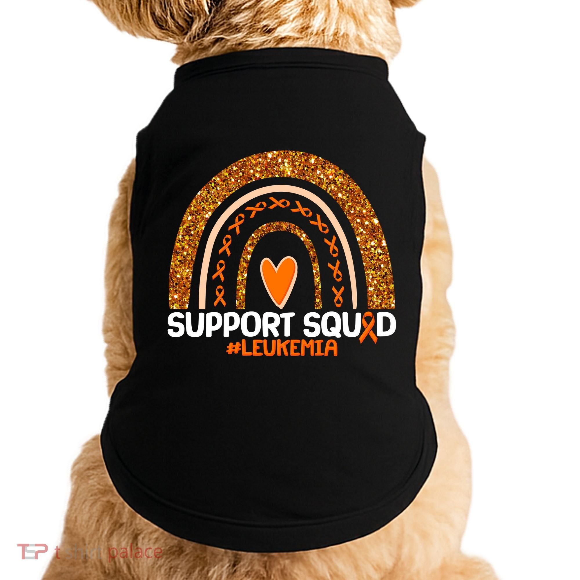 Support Squad #Leukemia Orange Ribbon Rainbow Doggie Tank