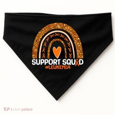 Support Squad #Leukemia Orange Ribbon Rainbow USA-Made Doggie Bandana