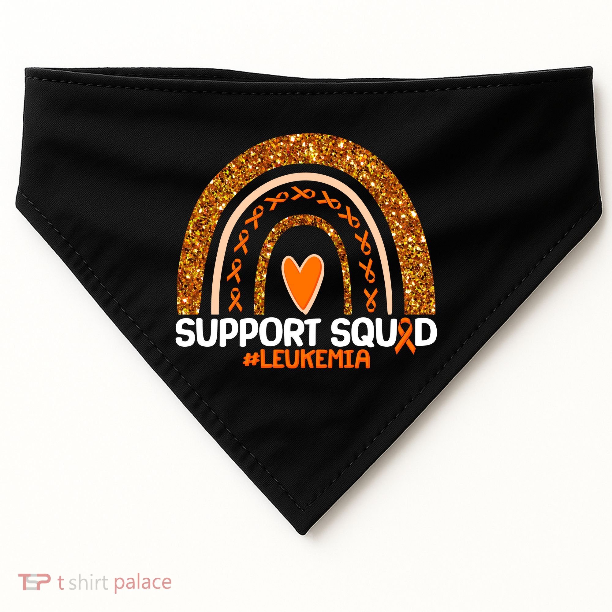 Support Squad #Leukemia Orange Ribbon Rainbow USA-Made Doggie Bandana