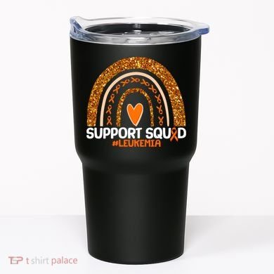 Support Squad #Leukemia Orange Ribbon Rainbow Tumbler