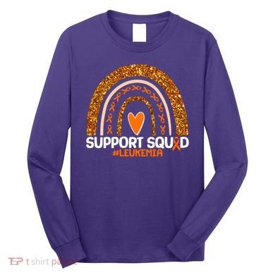 Support Squad #Leukemia Orange Ribbon Rainbow Long Sleeve Shirt