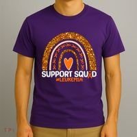 Support Squad #Leukemia Orange Ribbon Rainbow T-Shirt thumb 3