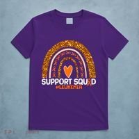 Support Squad #Leukemia Orange Ribbon Rainbow T-Shirt thumb 5