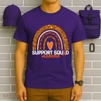 Support Squad #Leukemia Orange Ribbon Rainbow T-Shirt thumb 6