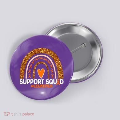 Support Squad #Leukemia Orange Ribbon Rainbow Button