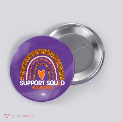 Support Squad #Leukemia Orange Ribbon Rainbow Button