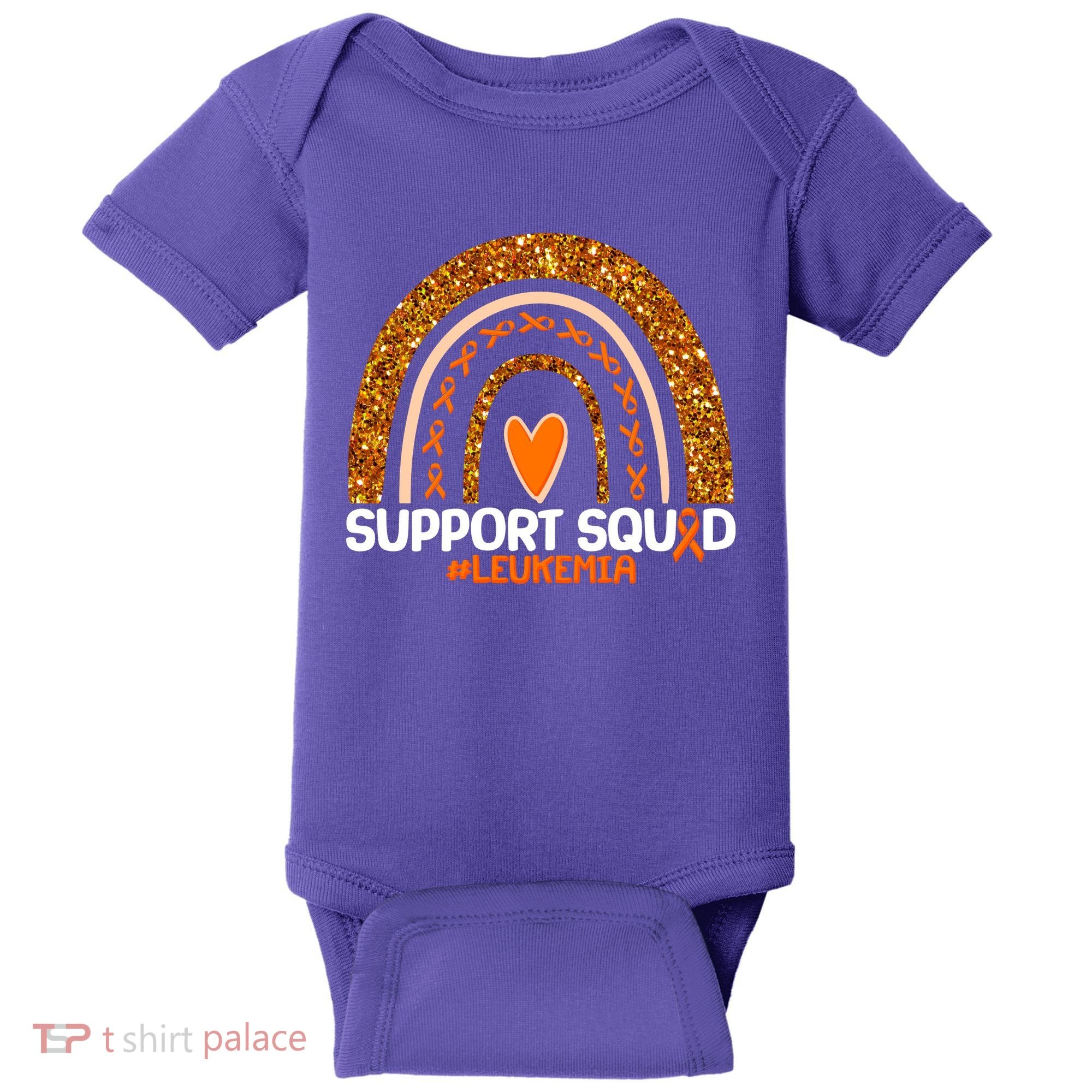 Support Squad #Leukemia Orange Ribbon Rainbow Baby Bodysuit