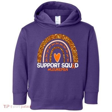 Support Squad #Leukemia Orange Ribbon Rainbow Toddler Hoodie