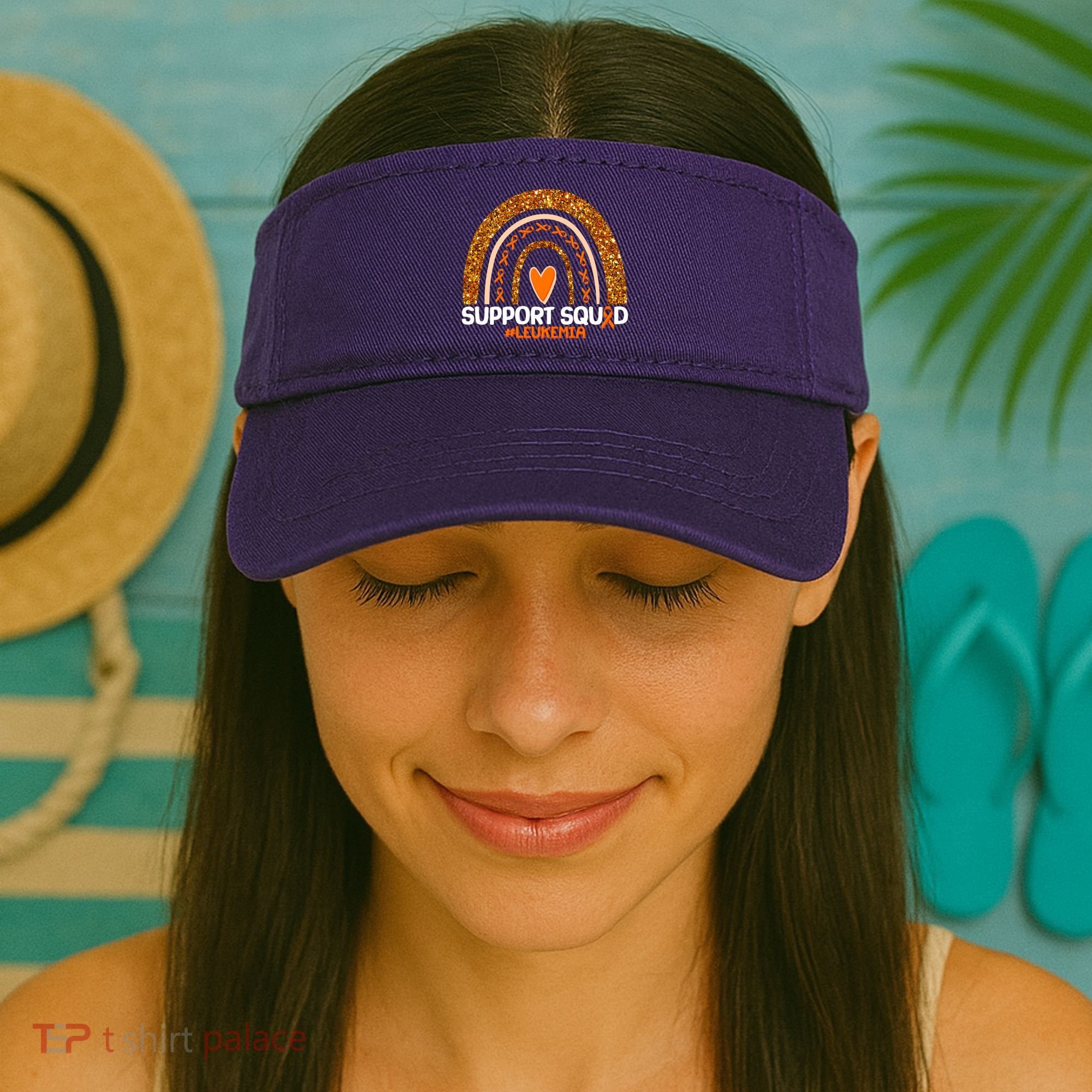 Support Squad #Leukemia Orange Ribbon Rainbow Visor
