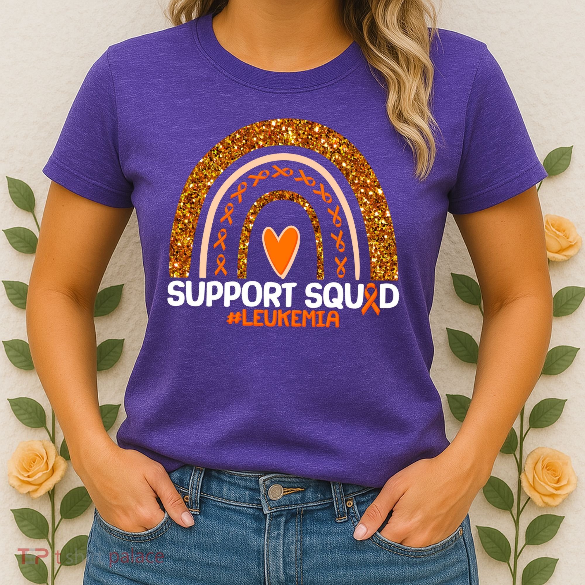 Support Squad #Leukemia Orange Ribbon Rainbow Women's T-Shirt