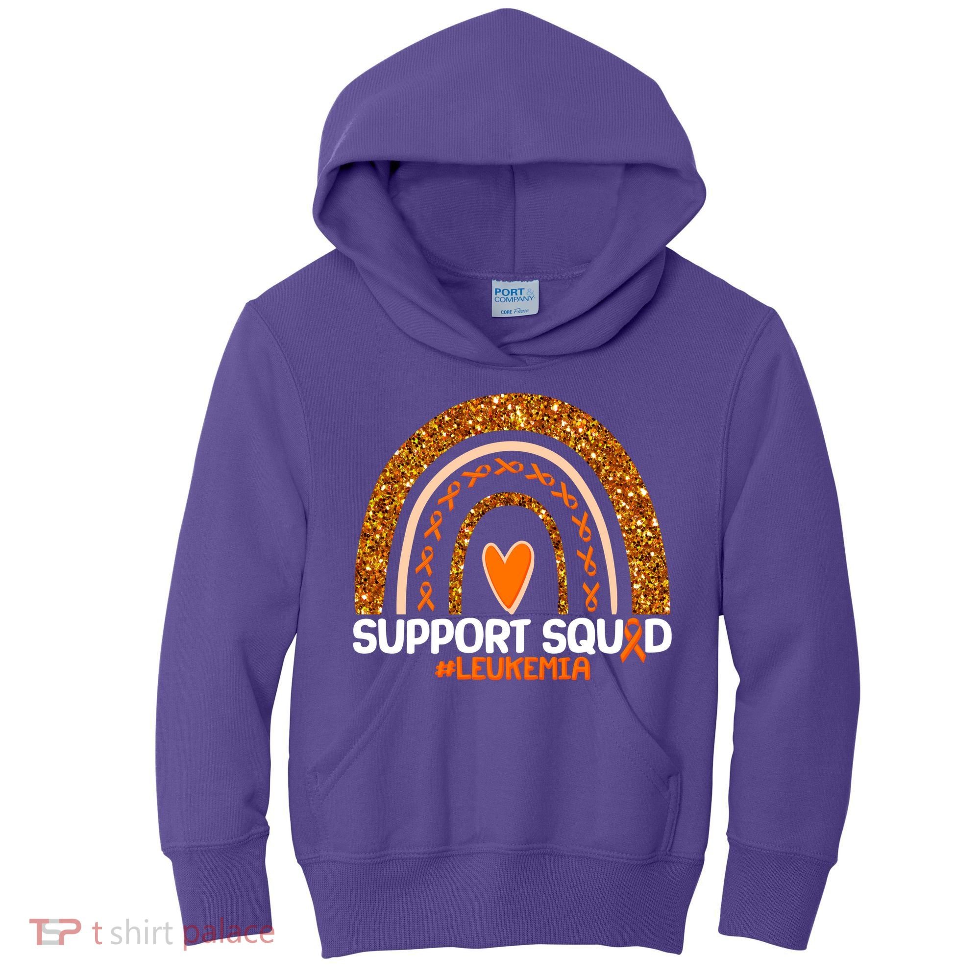 Support Squad #Leukemia Orange Ribbon Rainbow Kids Hoodie