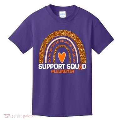 Support Squad #Leukemia Orange Ribbon Rainbow Kids T-Shirt