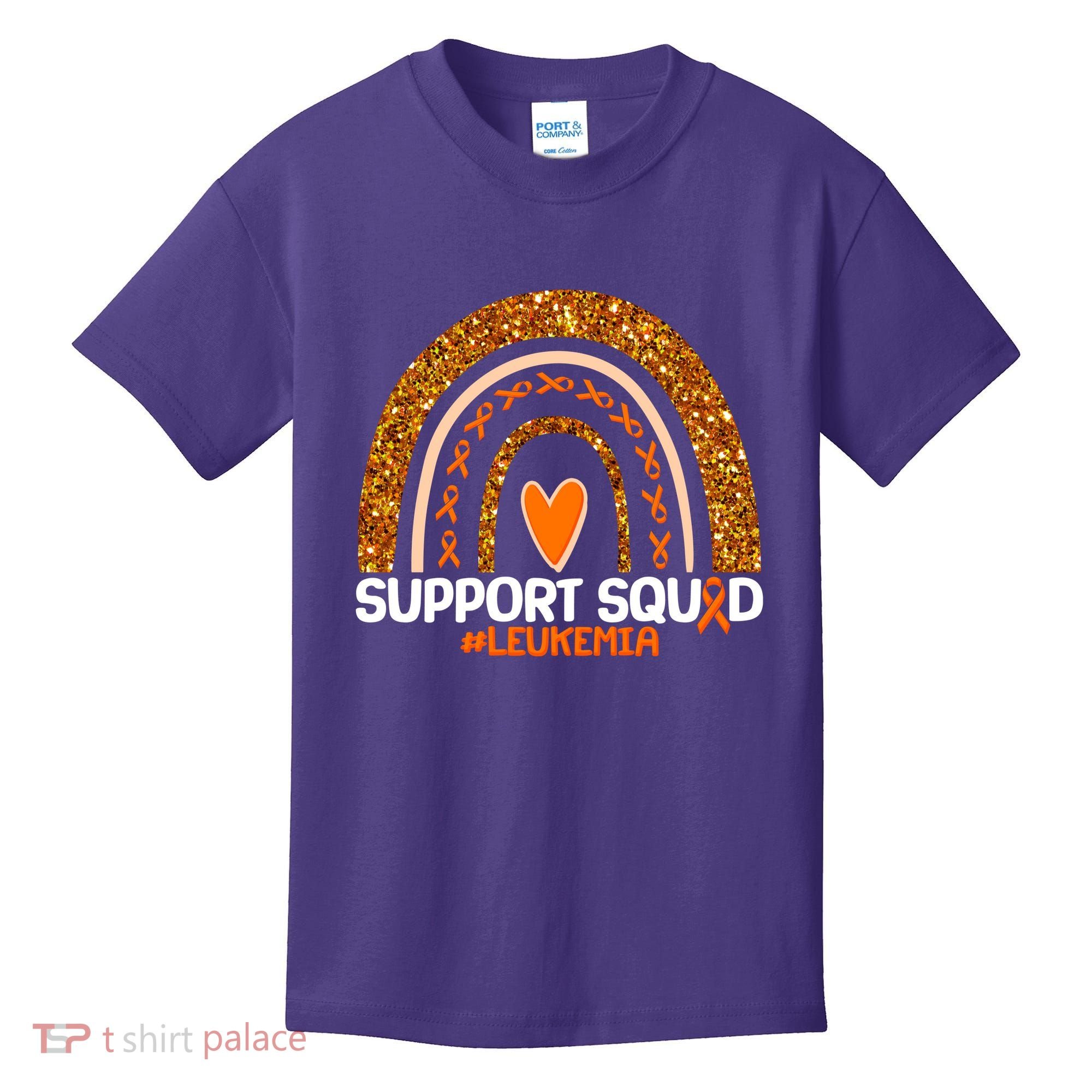 Support Squad #Leukemia Orange Ribbon Rainbow Kids T-Shirt