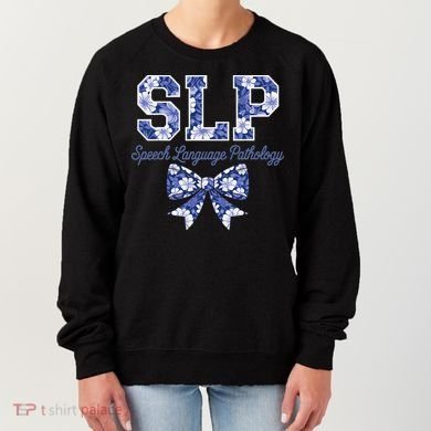 SLP Speech Language Pathology Floral Coquette Blue Bow Women's Sweatshirt