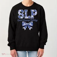 SLP Speech Language Pathology Floral Coquette Blue Bow Women's Sweatshirt thumb 0