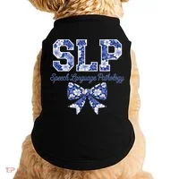 SLP Speech Language Pathology Floral Coquette Blue Bow Doggie Tank thumb 0