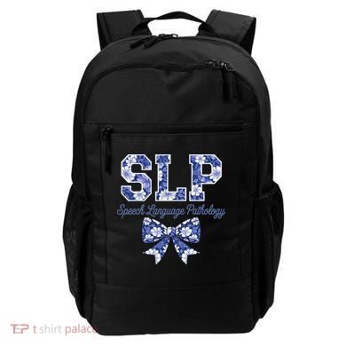 SLP Speech Language Pathology Floral Coquette Blue Bow Backpack