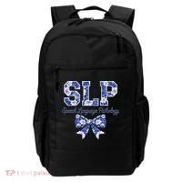 SLP Speech Language Pathology Floral Coquette Blue Bow Backpack thumb 0