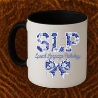 SLP Speech Language Pathology Floral Coquette Blue Bow Coffee Mug thumb 2