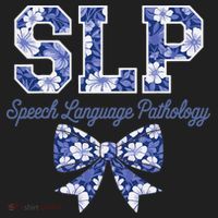 SLP Speech Language Pathology Floral Coquette Blue Bow Beanie thumb 2