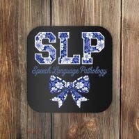 SLP Speech Language Pathology Floral Coquette Blue Bow Coaster thumb 0