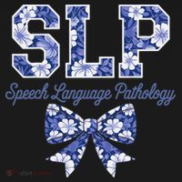 SLP Speech Language Pathology Floral Coquette Blue Bow Pajama Set thumb 2
