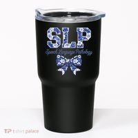SLP Speech Language Pathology Floral Coquette Blue Bow Tumbler thumb 0