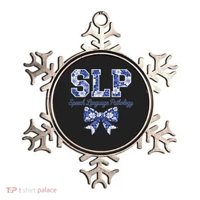SLP Speech Language Pathology Floral Coquette Blue Bow Ornament