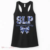 SLP Speech Language Pathology Floral Coquette Blue Bow Women's Tank Top thumb 0
