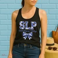 SLP Speech Language Pathology Floral Coquette Blue Bow Women's Tank Top thumb 2