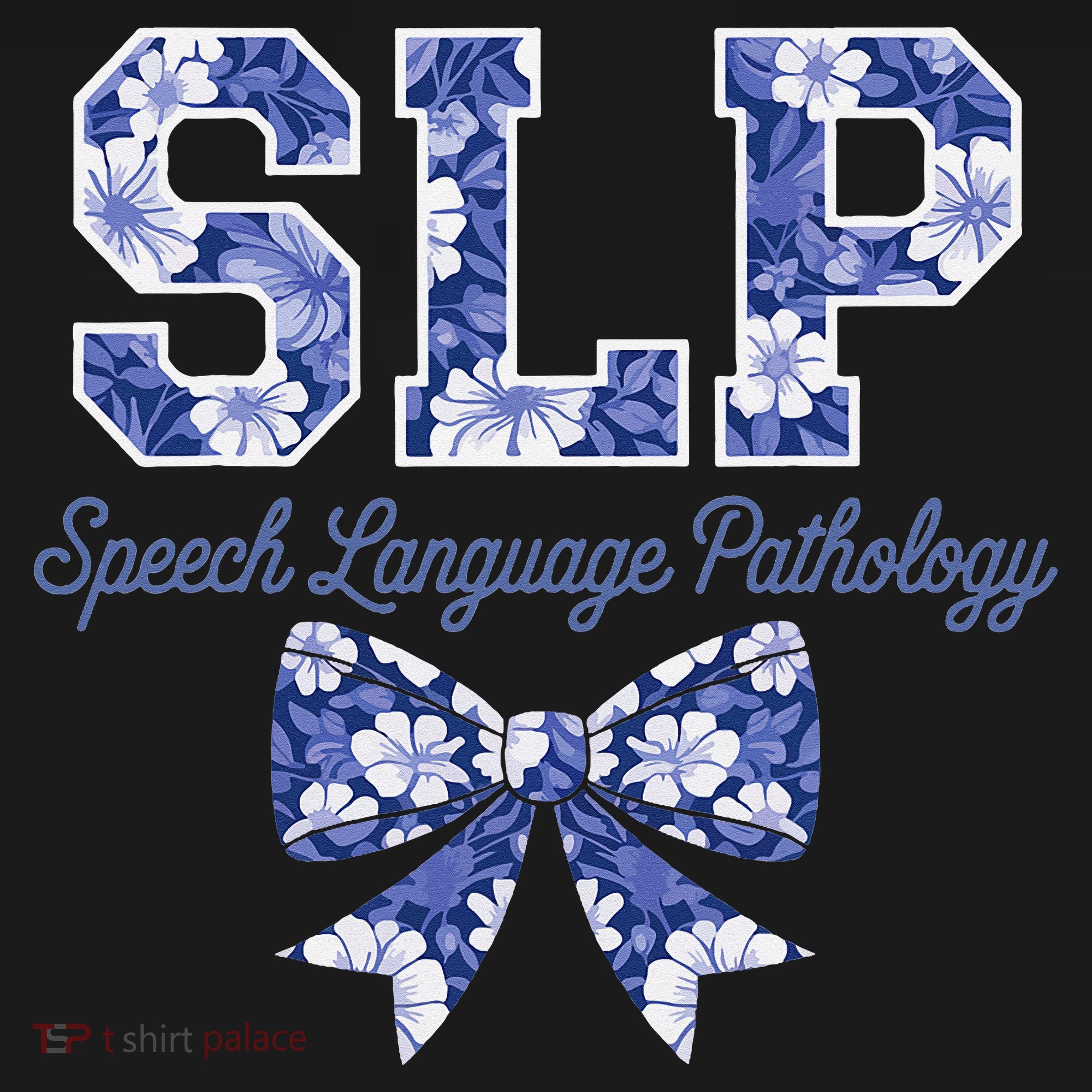 SLP Speech Language Pathology Floral Coquette Blue Bow Tank Top