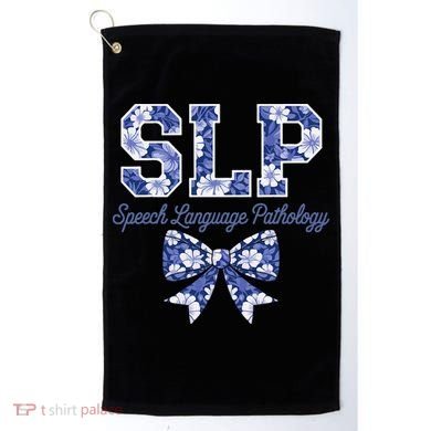 SLP Speech Language Pathology Floral Coquette Blue Bow Golf Towel