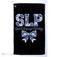 SLP Speech Language Pathology Floral Coquette Blue Bow Golf Towel thumb 0