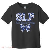 SLP Speech Language Pathology Floral Coquette Blue Bow Toddler T-Shirt thumb 0