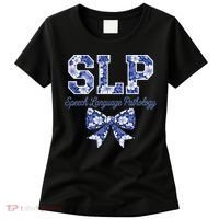 SLP Speech Language Pathology Floral Coquette Blue Bow Women's T-Shirt thumb 0
