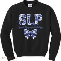 SLP Speech Language Pathology Floral Coquette Blue Bow Kids Sweatshirt thumb 0