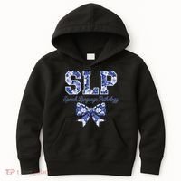 SLP Speech Language Pathology Floral Coquette Blue Bow Kids Hoodie thumb 0