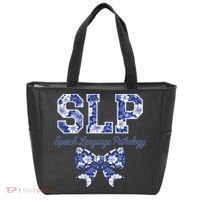 SLP Speech Language Pathology Floral Coquette Blue Bow Tote Bag thumb 0