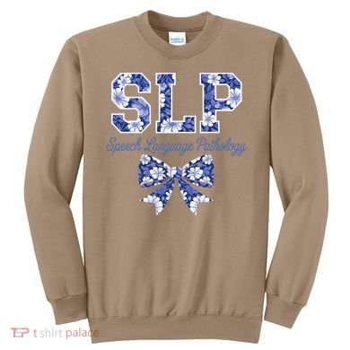 SLP Speech Language Pathology Floral Coquette Blue Bow Sweatshirt