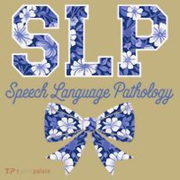 SLP Speech Language Pathology Floral Coquette Blue Bow Button thumb 1